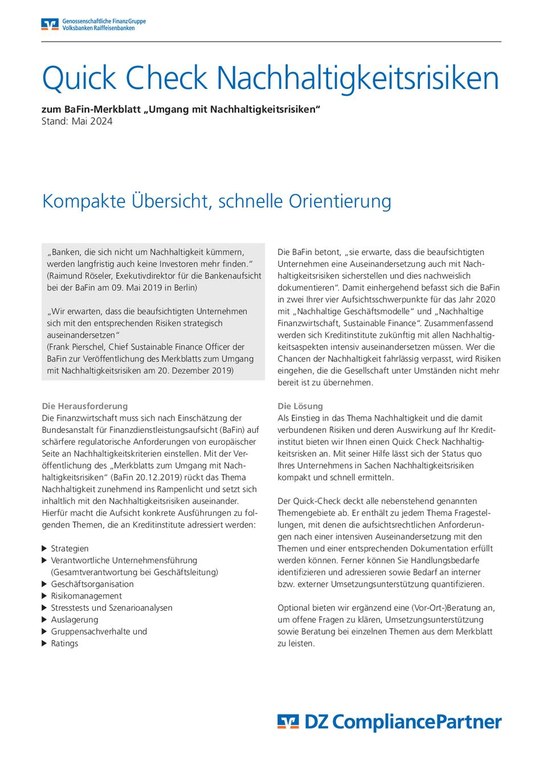 Flyer: Quick Check Nachhaltigkeitsrisiken