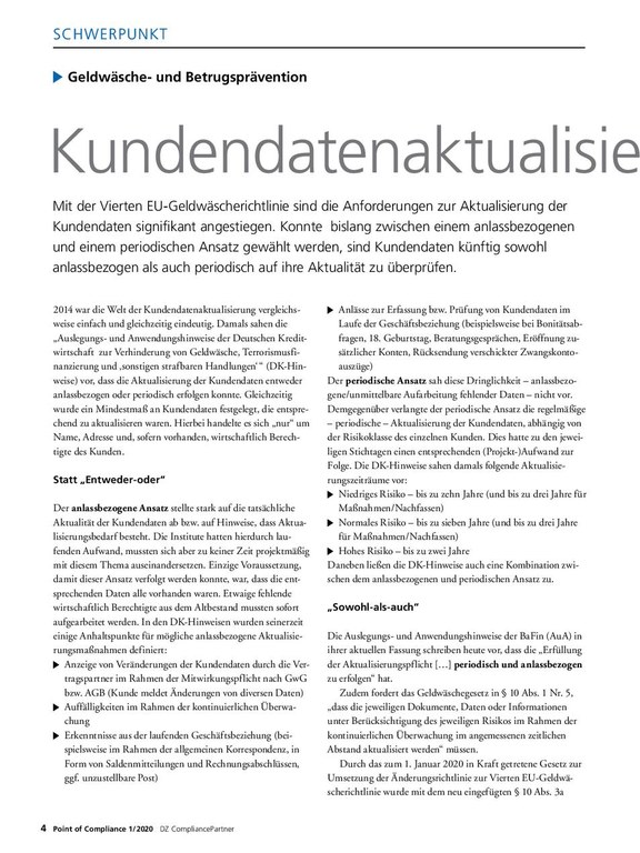 PoC 1 2020, Beitrag von Thomas Schröder und Dominik Tiburtius: Kundendatenaktualisierung – Quo vadis?