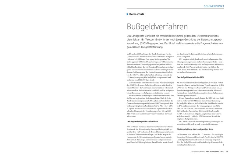 PoC 1 2021, Beitrag von Michael Switalla: Bußgeldverfahren