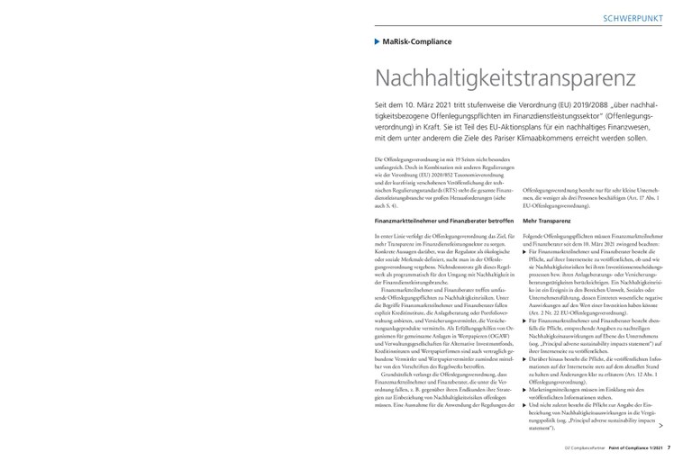 PoC 1 2021, Beitrag von Axel Hofmeister und Jörg Scharditzky: Nachhaltigkeitstransparenz