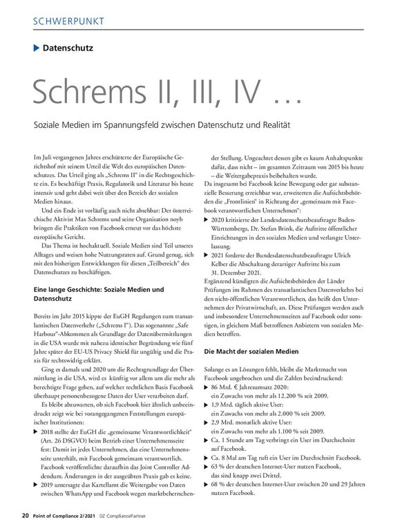 PoC 2 2021, Beitrag von Björn Veit: Schrems II, III, IV …