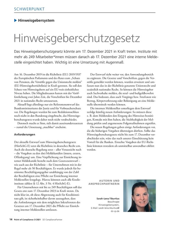 PoC 3 2021, Beitrag von Sarah-Lena Tiburtius: Hinweisgeberschutzgesetz