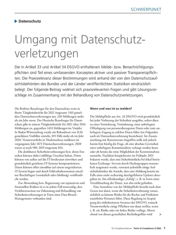 PoC 2 2022, Beitrag von Maximilian Schmidt: Umgang mit Datenschutzverletzungen