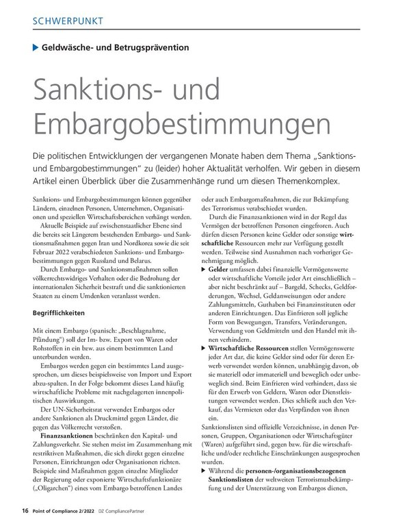 PoC 2 2022, Beitrag von Thomas Schröder: Sanktions- und Embargobestimmungen