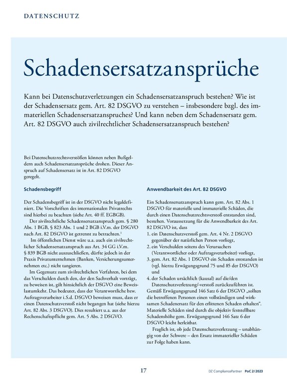 PoC 2 2023, Beitrag von Benjamin Wellnitz: Schadensersatzansprüche