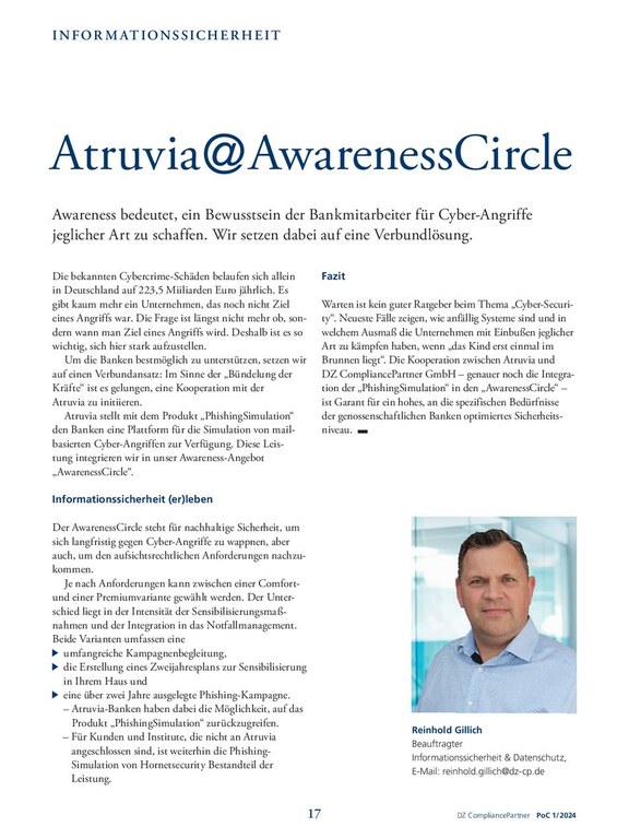 PoC 1 2024, Beitrag von Reinhold Gillich: Atruvia @ AwarenessCircle