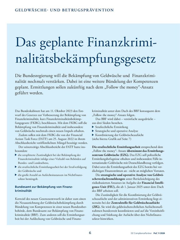 PoC 1 2024, Beitrag von Thomas Schröder: Das geplante Finanzkriminalitätsbekämpfungsgesetz