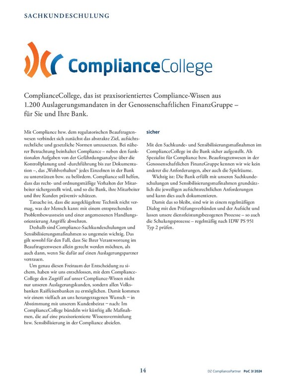 PoC 3 2024, Beitrag von Gabriele Seifert: ComplianceCollege