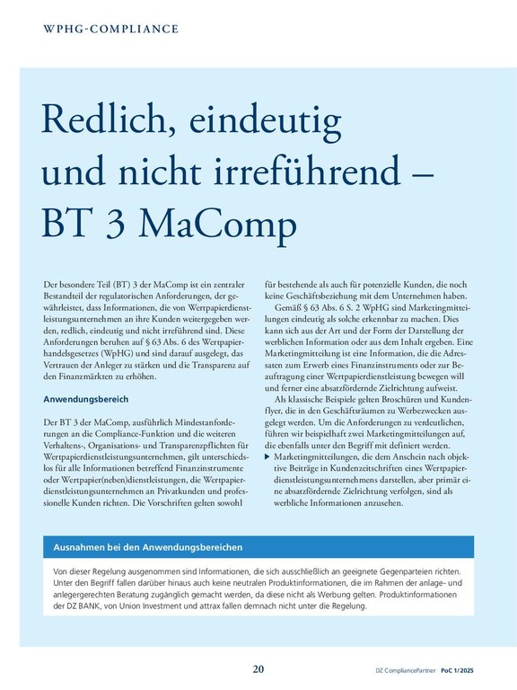 PoC 1 2025, Beitrag von Marcia Metzner und Giannis Petras: Redlich, eindeutig und nicht irreführend – BT 3 MaComp
