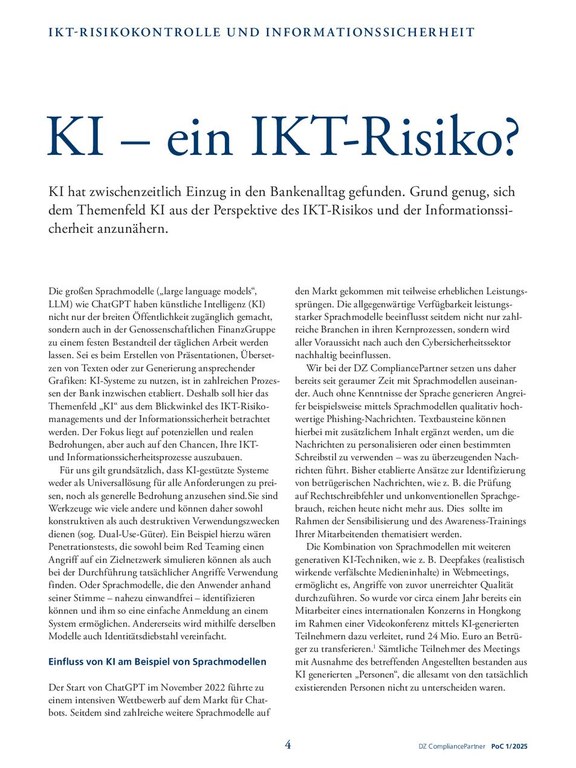 PoC 1 2025, Beitrag von Björn Scherer: KI – ein IKT-Risiko?