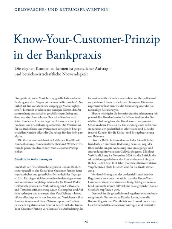 PoC 1 2025, Beitrag von Thomas Schröder: Know-Your-Customer-Prinzip in der Bankpraxis