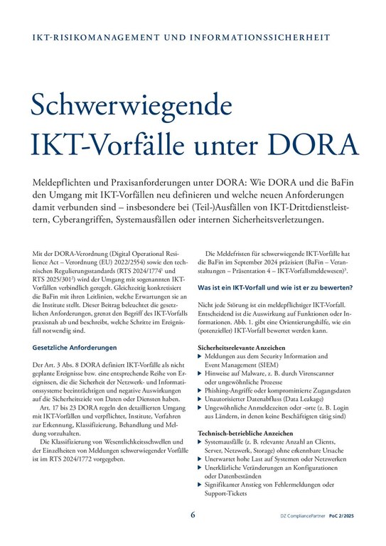 PoC 2 2025, Beitrag von Frank Lutter und Benjamin Wellnitz: Schwerwiegende IKT-Vorfälle unter DORA